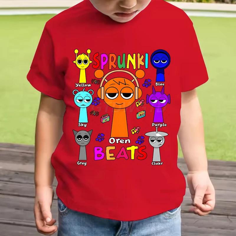 Horká hra Sprunki Beats Tričko Dětská Móda Ležérní Kreslený Incredibox Trička Kluci Kulatý Výstřih Krátký Rukáv Holky Letní Oblečení