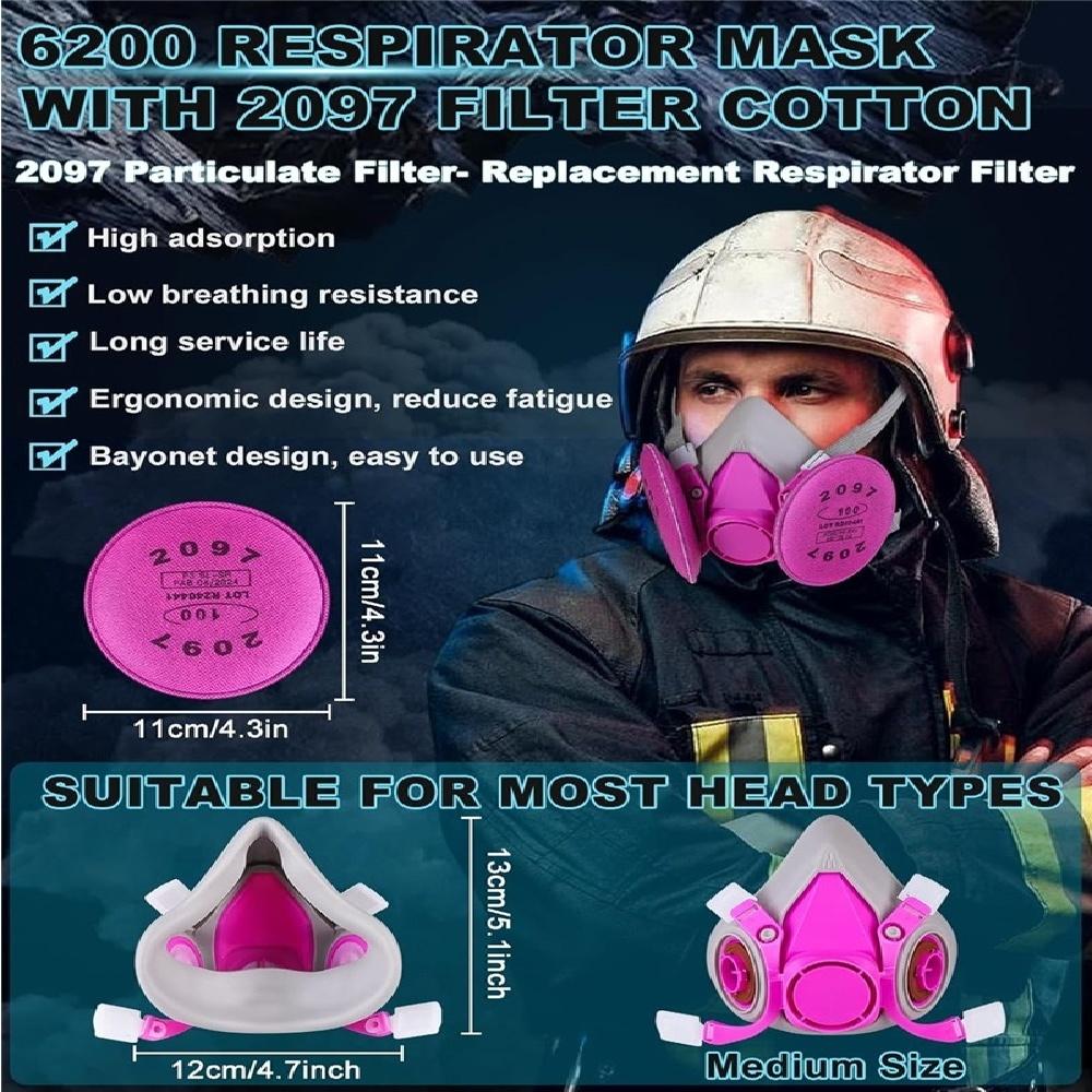 Respirátorová maska s filtry 2097, opakovaně použitelná respirátorová maska pro pryskyřici, chemikálie, stříkání barvy, čištění atd.