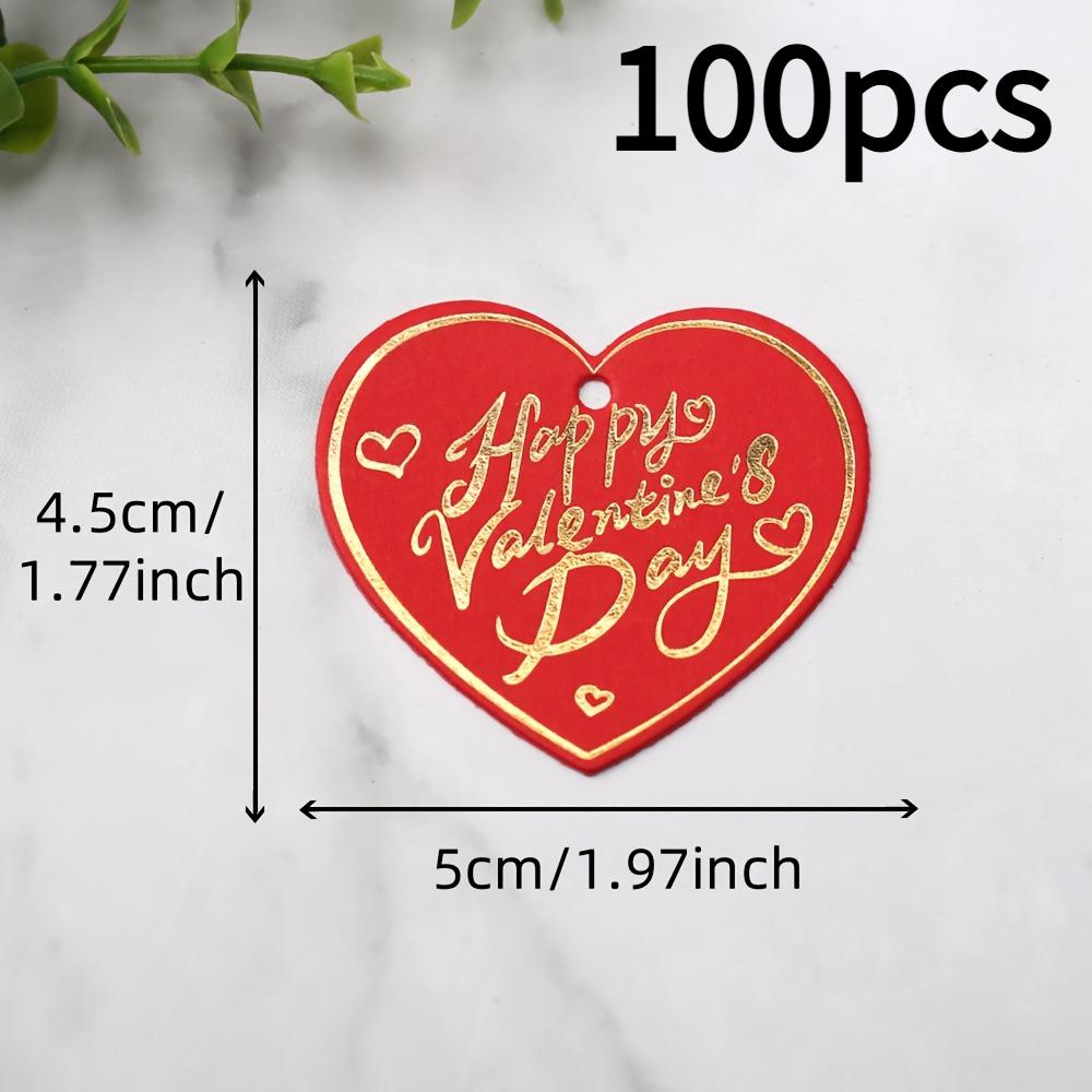 100pcs Valentine's Day Heart Gift Tags Gold Foil Printed Labels for Gift Wrapping Party Favors and Romantic Occasion Decoration