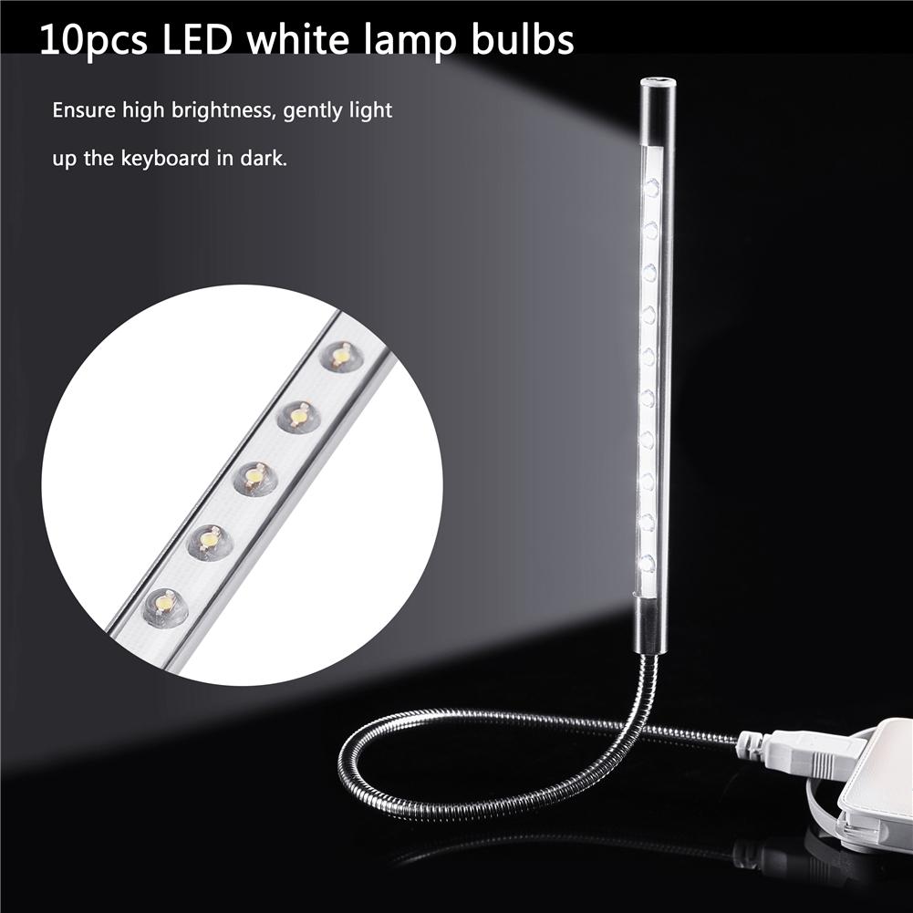 Portable Stylish High Brightness USB 10Pcs LED Lamp Blubs Light for PC  Laptop Silver