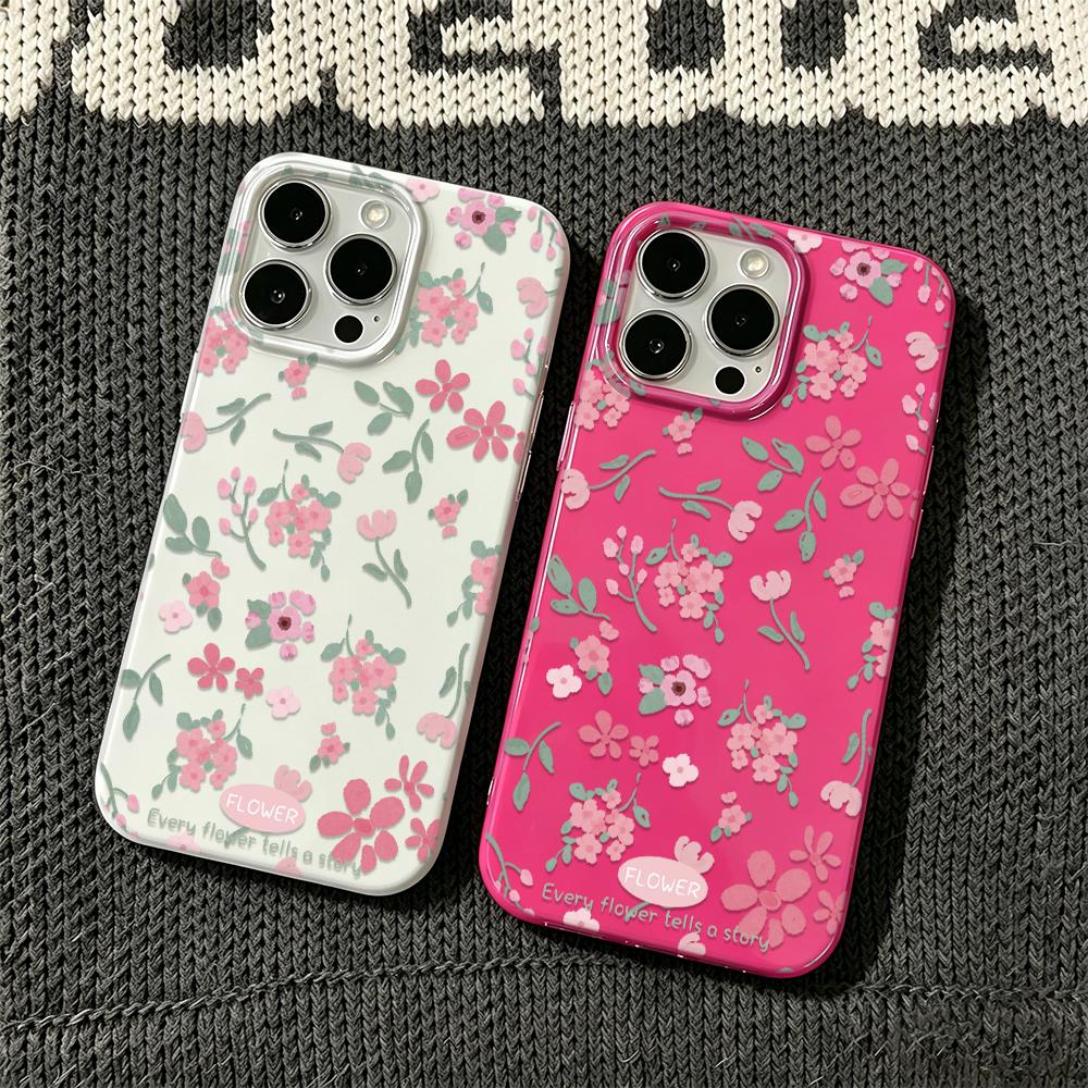 Phone Case For Iphone 17 Air 11 Pro Max 15 Plus 16 14 13 12 White Silicone Shockproof Anti Slip Protective Pink Floral Cover