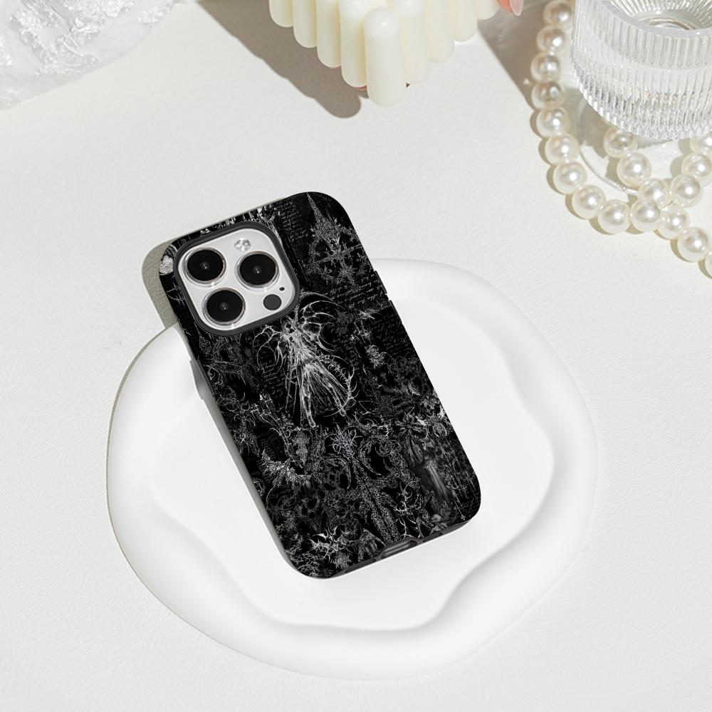 Funda de Teléfono con Diseño Gótico de Arte Oscuro Carcasa de Película Para iPhone 16e 16 15 14 13 12 11 Pro Max Plus XS
