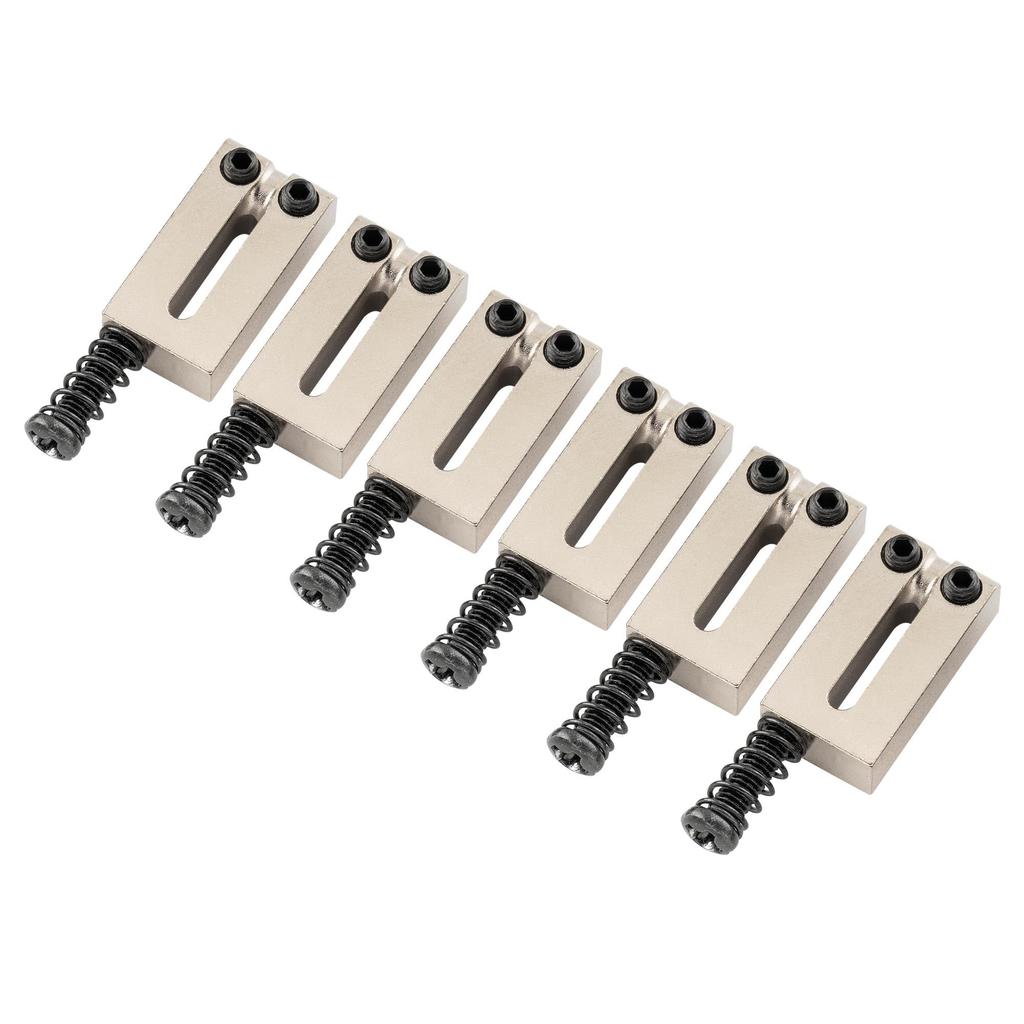 Musiclily Ultra 10.5mm Offset Brass Guitar Saddles, Offset Style, for American StratTelecaster Electric Guitars, Nickel (Set of 6)