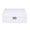 Jewelry Storage Box White Wood Large Capacity 2 Layer Multiple Compartments PU Leather Portable