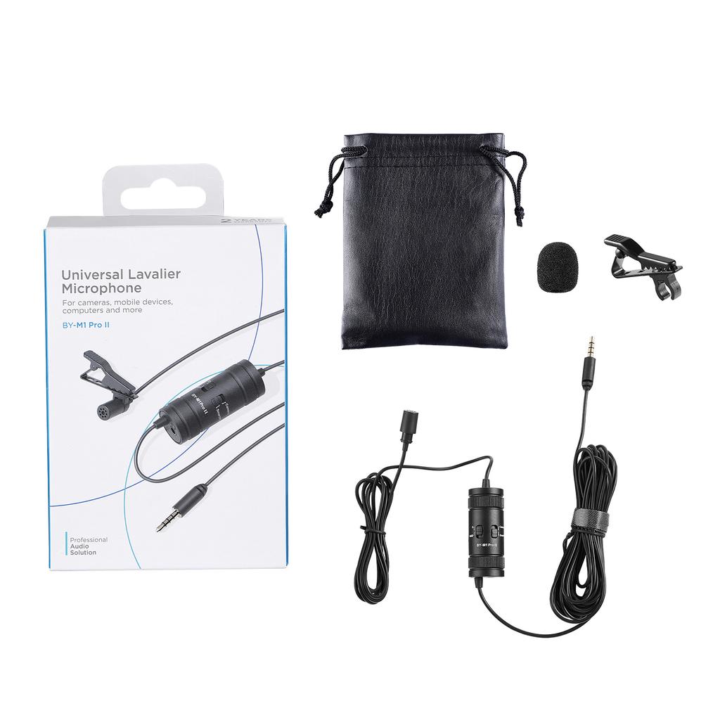 BOYA BY-M1 Pro II   Clip-on Microphone  -directional Condenser   Mic 3.5mm TRRS Plug 6M   Cable Plug-and-Play for Smartphone Camera