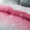 Girly Galaxy Duvet Cover,Reversible Dreamy Pink Grey Gradient Comforter Cover,Watercolor Starry Sky Glittering Stars Bedding Set