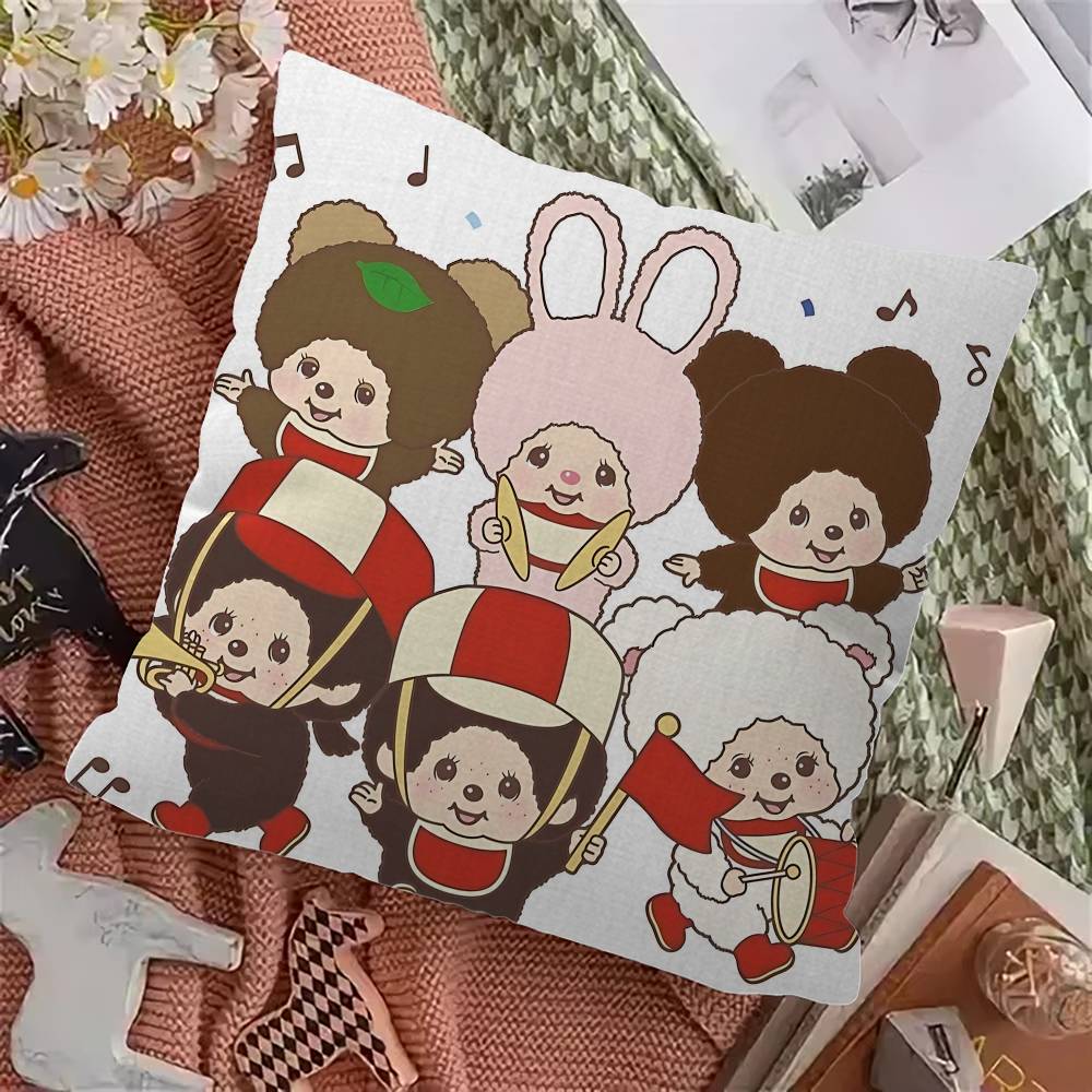 Cute Classic M-MonchhichiS Character Cushion Cover Pillow Cover Decor Pillowcase Printed Cushion Case For Couch 12x12Inch