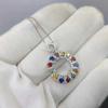 Sace Gems Anhänger aus 925er-Sterlingsilber und buntem Saphir für Damen, Verlobung, Cocktailparty, edler Schmuck