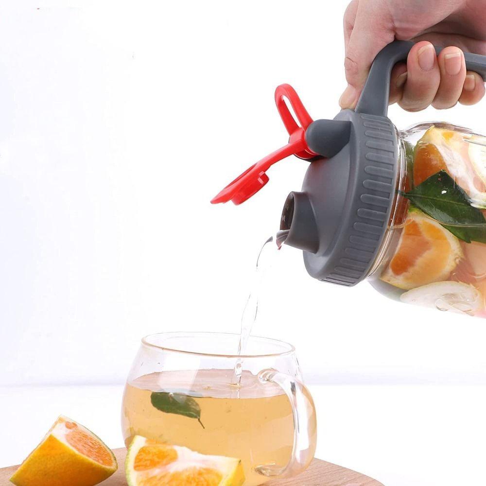 Pour Hole Wide Mouth Mason Jar Lids Plastic Jar Lids With Handle Reusable Wide Mouth Mason Jar