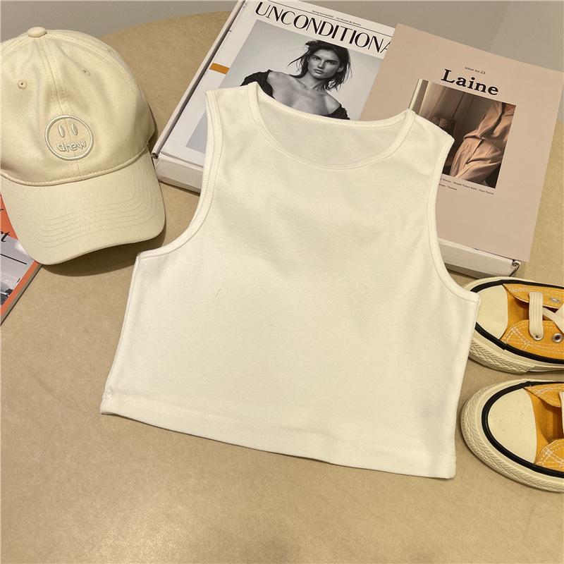 

Женский кроп-топ с высокой талией - Весенне-летний без рукавов, эластичный, облегающий, с круглым вырезом, футболка для горячей девушки M