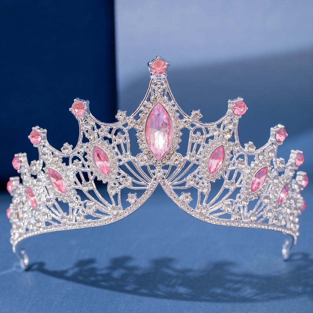 Diademi e Corone di Cristallo Rosa Diadema Corona Strass per Ballo di Fine Anno per Donne Accessori Capelli Sposa Matrimonio Gioielli Corona Tiara Regalo