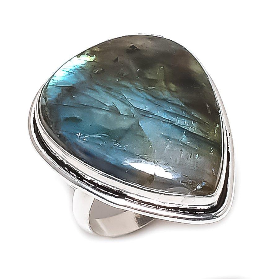 Labradorite Gemstone 925 Sterling Silver Jewelry Ring Size 8.5