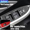 Real Carbon Fiber Car Accessories Window Lifting Panel Trim Cover Soft Sticker For Toyota Prius XW30/ZVW30 2012 2013 2014 2015