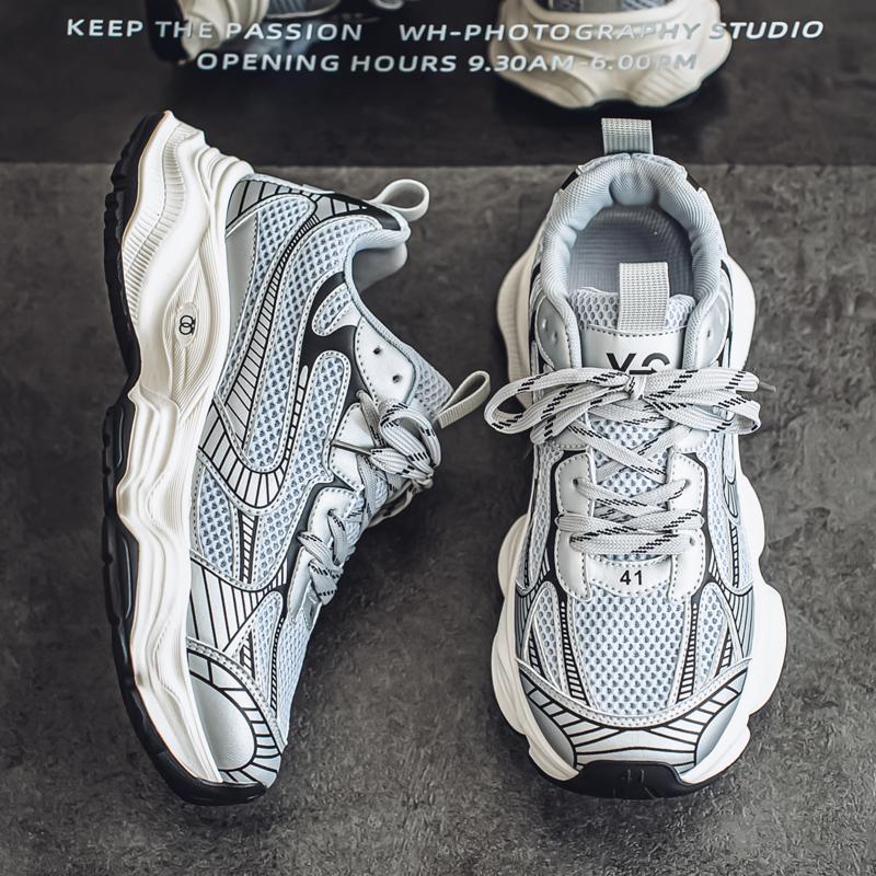 New Fashion Men's Four Seasons Comfortable Thick Sole Shoes Students Male Boys Trending Soft Sole Breathable Casual Running Sneakers