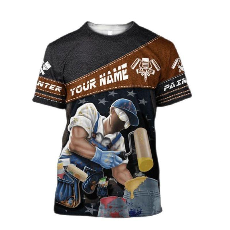 Malířská uniforma 3D Vtipný potisk Pánské módní tričko Trend Harajuku Krátký rukáv Volnočasové Kulatý výstřih Pracovní oděv Hip Hop Topy