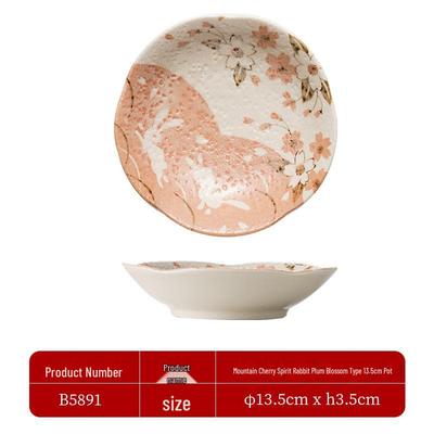 Youguyou Japanese Ceramic Plum Blossom & Rabbit Bowl