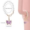 Simple Style Faux Pearl Pink Butterfly Keychain with Stanley Pendant