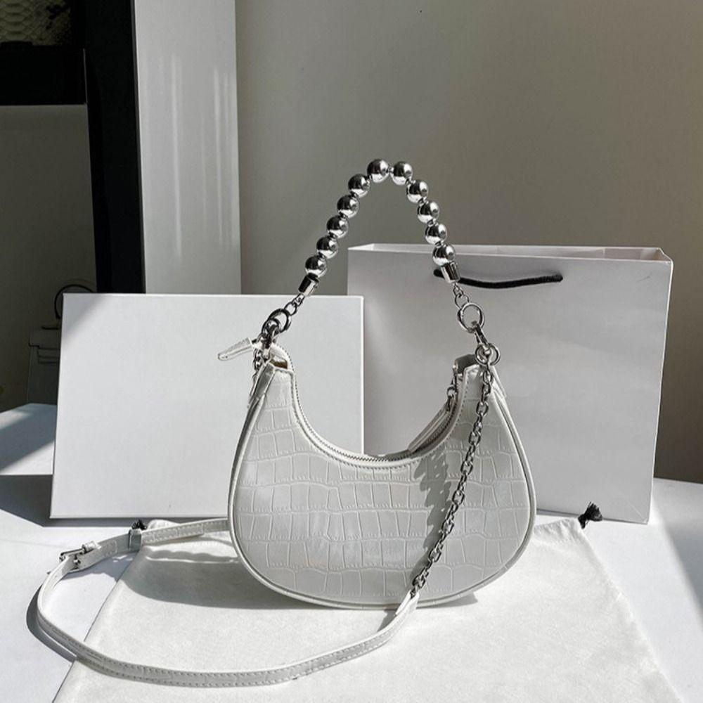 

Satchel PU Underarm Bag Stone Pattern Crossbody Bag Retro White Handbag Girls белый