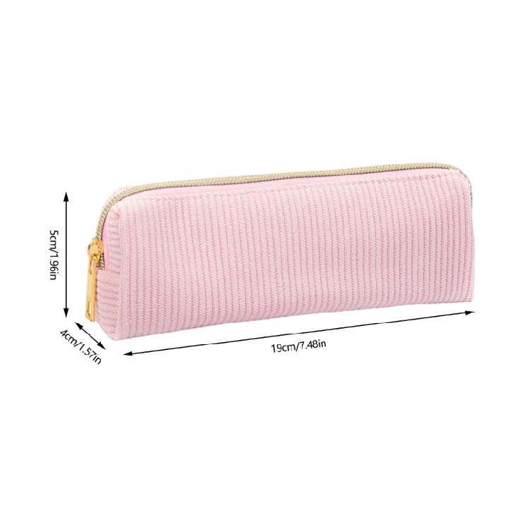 Zippered Closure Pencil Case Light Weight Corduroy Pencil Bag Portable Art Supplies Organiser Pouches For Kid Student