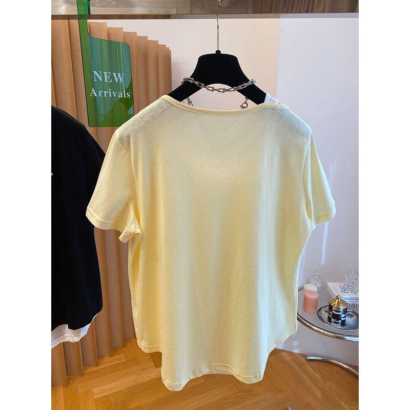 Fat Girl Extra Large Size 150.00kg Fake Two Pieces Short Sleeve T-shirt Women's Top Summer Snowflake Cotton Slimming Slim Fit Top Shirt