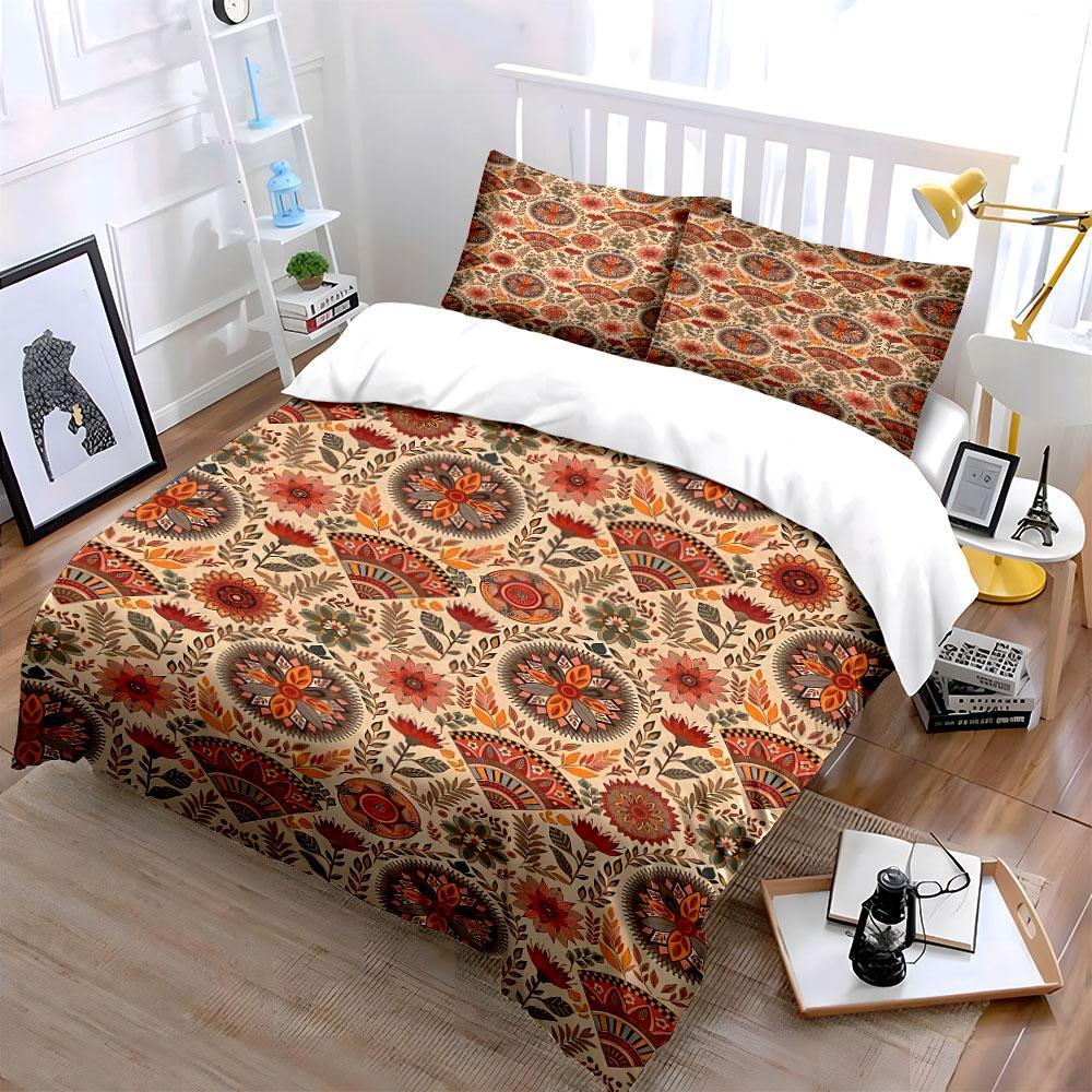 Floral Medallions and Leaves. Bedding Sets Duvet Cover Sets Duvet Covers Pillowcases(1* Duvet Cover 2* Pillowcases Without Duvet Insert)