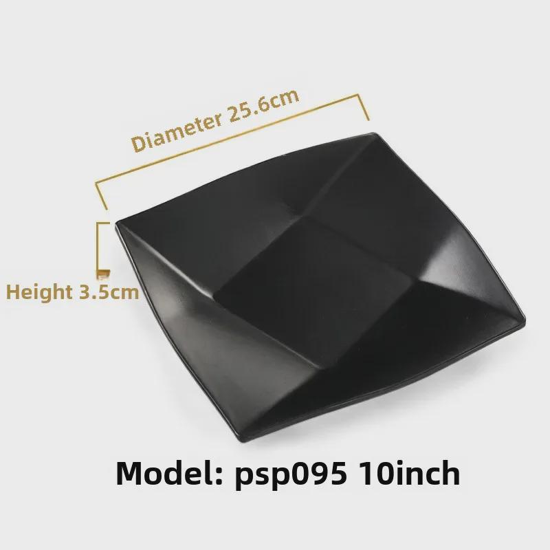 Melamine Black Tableware: Imitation Porcelain Plate for Cold Dishes, BBQ, Hot Pot, and Commercial Use.
