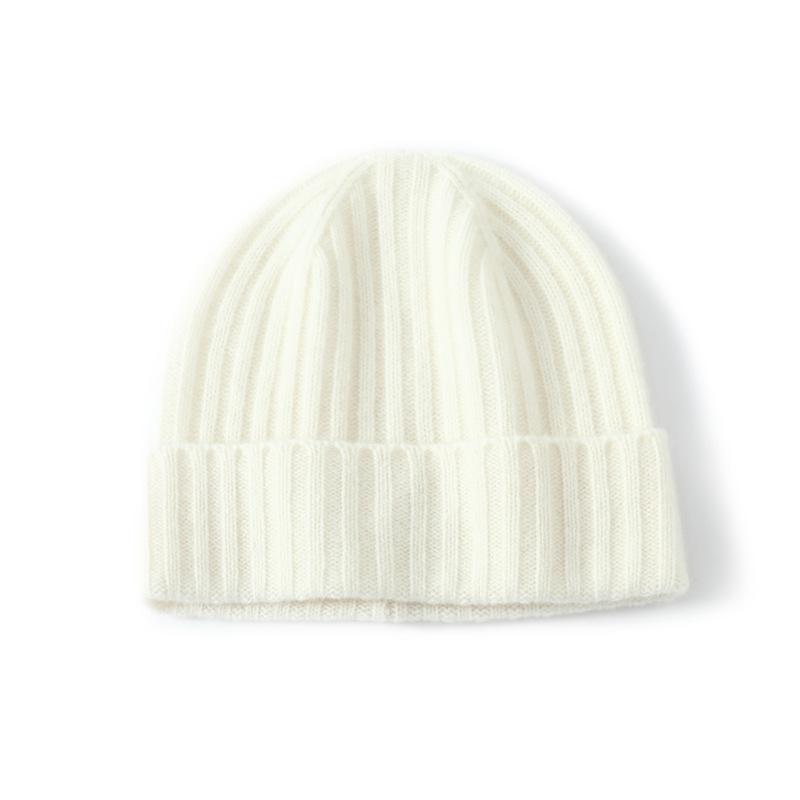 Autumn and Winter New Pure Wool Hats Men's and Women's Fashion Dome Vertical Knitted Hats Fashionable Versatile Autumn and Winter Wool Hats