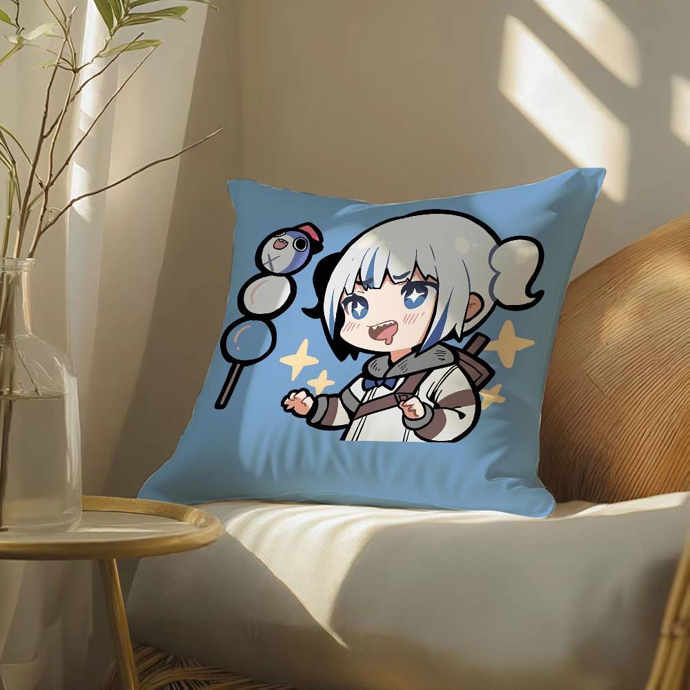 

Hololive EN Gawr Gura-G Pillow Case Silky elegant Comfort Sofa Bed Invisible zipper Beach pillowcase 12x12Inch