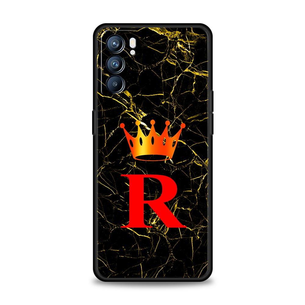 Marble Letter Phone Case For Oppo A17 A31 A54 A57 A78 A79 A98 Find X5 X6 Reno 6 7 8 10 11 12 13 F Pro 5G Soft TPU Cover Fundas