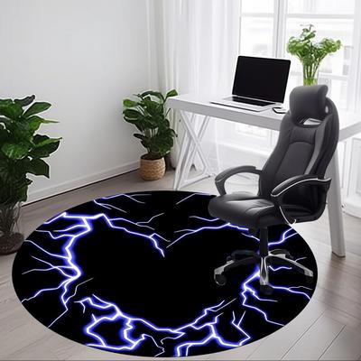 1pc Heart, Lightning Carpet, Round Non Slip Durable Large Size Office Carpet, Suitable for Office