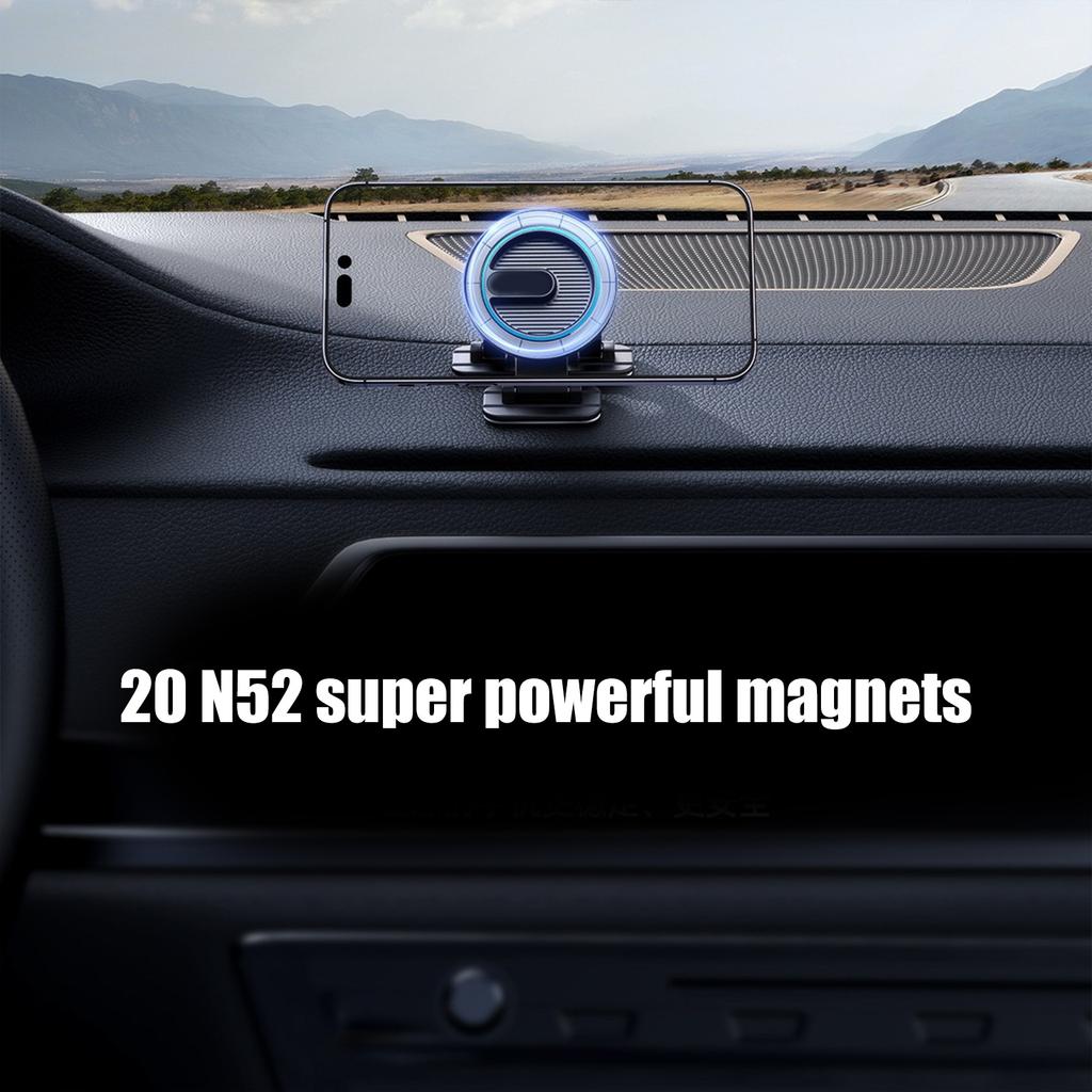 Magnetic Car Phone Mount with Suction Cup Strong N52 Magnets Adjustable Telescopic Arm Suitable for Dashboard Windscreen
