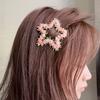 Hairpin Crocheted Pink Flower Decor Star Heart Design Firm Non-Slip Clip Bangs Side Hair Clip Party Hair Accessories