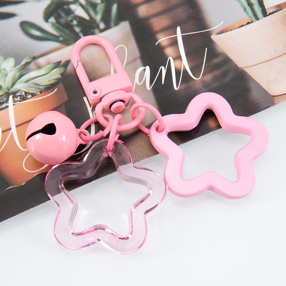 1pc 2pcs Hollow Star Charm Bag Phone Strap Pendant Colorful Acrylic Beads Keychain Accessories Cellphone Lanyard Keyring Jewelry