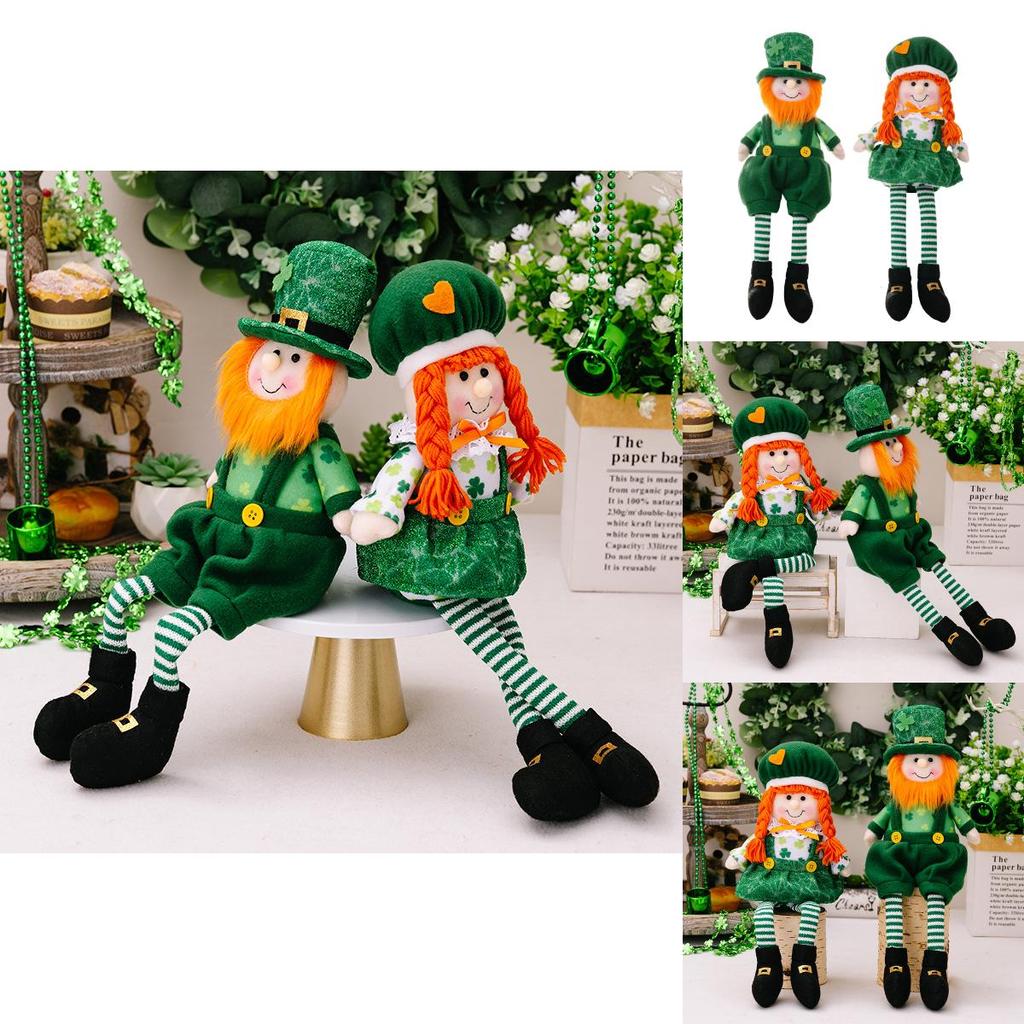 Charming Greenery Styled St Patrick's Day Decorative Doll With Hanging Legs For Festive Home Decor