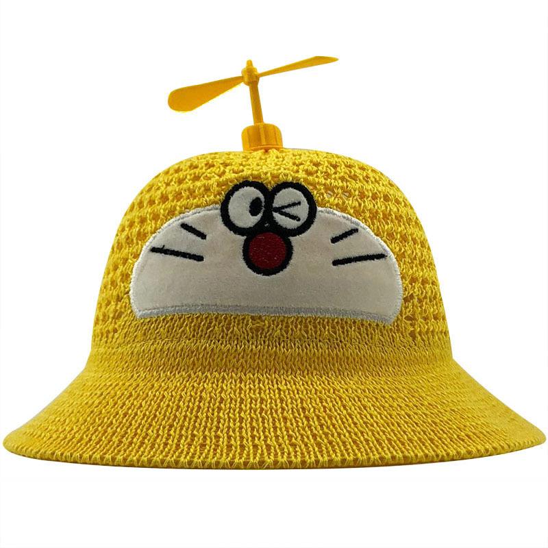A cartoon jingle cat bucket hat summer sunscreen hat boys and girls bamboo dragonfly breathable bucket hat