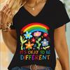 Regenbogen Neurodiversität T-Shirt Es ist Okay Anders zu Sein Süße Blumenhemden Design Autismus Bewusstsein T-Shirt Autismus Mama Retro T-Shirts