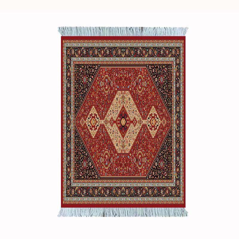 Persian Mini Woven Rug Mat Mouse Pad Vintage Style Rug Pattern Cup Laptop Mouse Pad with Edge Home Desk Decorative Coaster