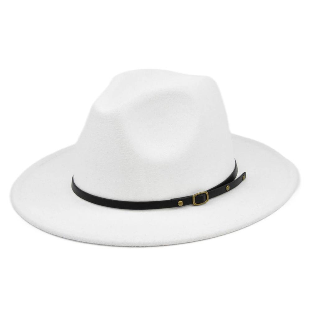 Retro Plush Jazz Multi Color Flat Big Brimmed Hat With Fashionable Personality
