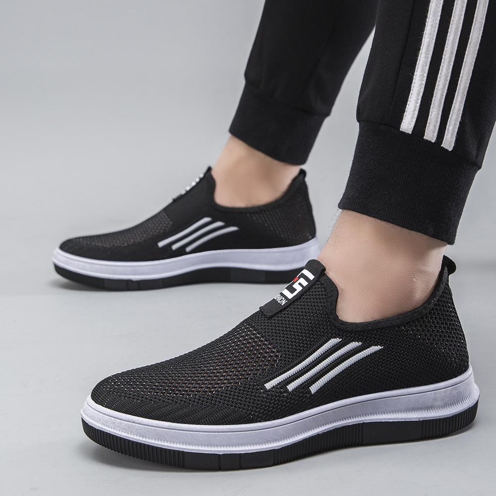 Men's shoes summer new mesh shoes thin hollow sports casual shoes fashion versatile breathable one pedal flying woven shoes