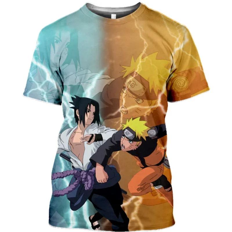 Naruto Shippuden Men's T-shirt Sasuke Boy Girl T-shirt 3D Print Akatsuki Short Sleeve MINISO Men's T-shirt Kakashi Mens Clothing