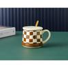 Ins Style Retro Chess Board Mug High Value Ceramic Cup Coffee Cup Office Household Drinking Cup