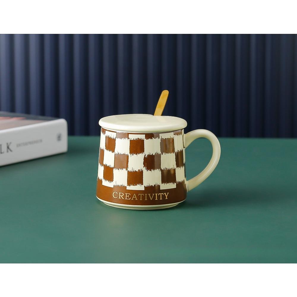 Ins Style Retro Chess Board Mug High Value Ceramic Cup Coffee Cup Office Household Drinking Cup