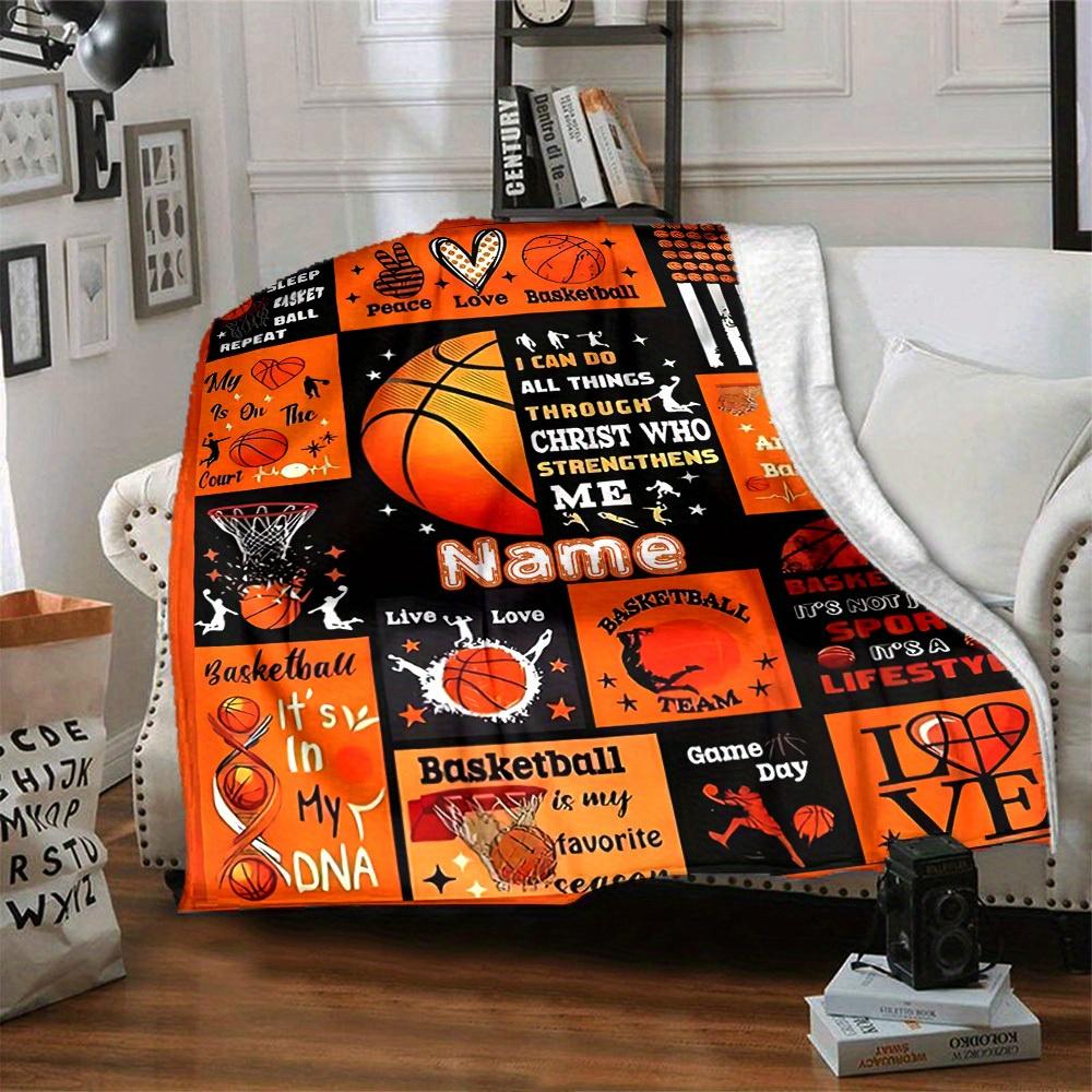 Basketballthemed Home Customize Your Name Blankets Comfortable Soft Lightweight Allseason Multipurpose Blanket For Picnics Sofas Offices Beds Living