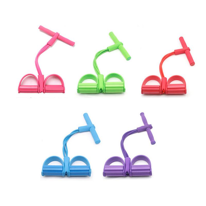 4 Tubes Strong Fitness Yoga Resistance Bands Latex Pedal Exerciser Sit- Up