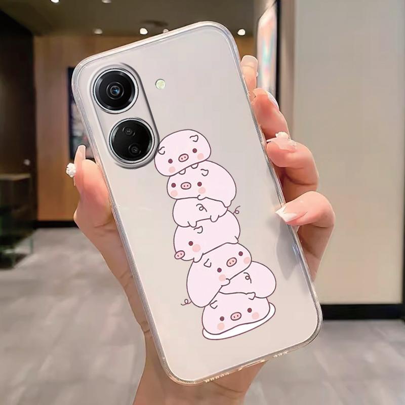 Transparent Phone Case For Poco C65 Redmi Note 15 Pro+ Plus 14C Cover Cartoon Flowers Soft TPU Shockproof Funda Bags Heart Clear