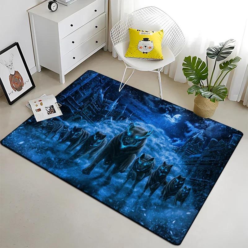Wolf and Moon Pattern Carpet for Living Room Bedroom Home Decor Non-Slip Sofa Coffee Table Large Area Rug Soft Yoga Floor Mat