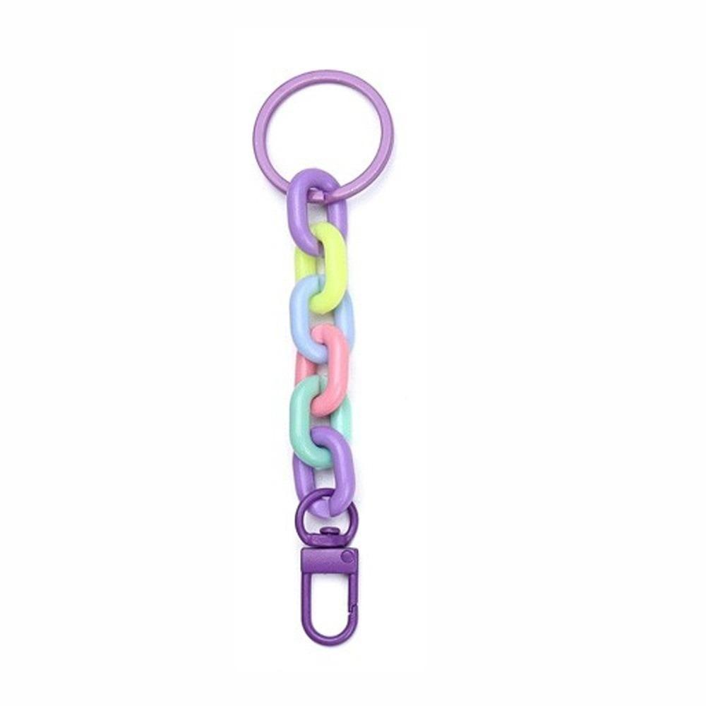 Matte Acrylic Chunky Chain Keychain Macaroon Color Keyring Bag Charm For Women