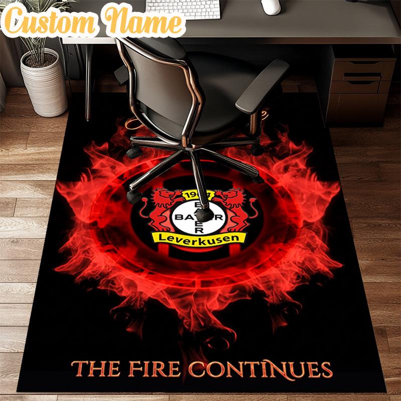 Custom Name Bayer Leverkusen Crest Rug Office Rug Chair Mat Non Slip Carpet Rugs for Bedrooms Dining Room Living Room Home Decor Gifts