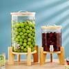 Huabeishi Glas Getränkespender mit Edelstahlhahn und Bambusständer