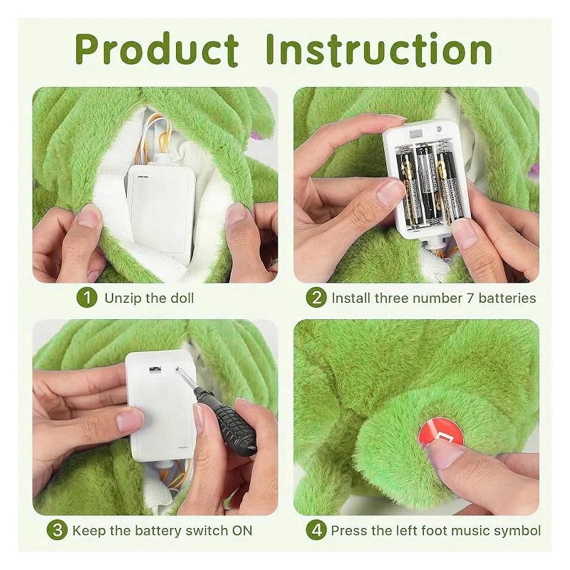 Breathing Green Shaggy Anime Plush Doll Toy Baby Kids Soothing Music Sleeping Companion Sound and Light Kawaii Doll Toy Gift